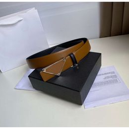 8A Luxury Brand Men Leather Belt Fashion All-Match Width 3.5cm Triangle Smooth Buckle Classic Womens Jeans Casual Waistband Top Designer Belt