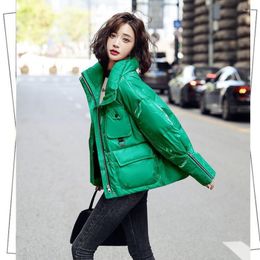 Women's Trench Coats Winter Women Jacket Long Sleeve Puffer Zipper Warm Cotton Parka Thicker Coat High Quality Korean Fashion Overcoat