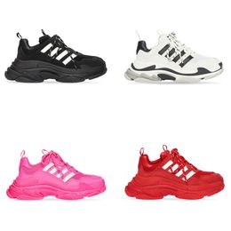 Track Triple S Sneakers Men Women Designers Casual Shoes Fluorescent Pink White Black Blue Red Double Layer Foam Three-Layer Mesh Sports Running Shoes