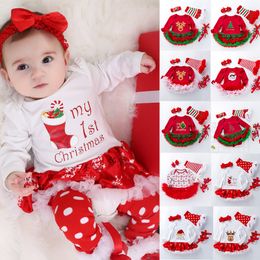 Rompers born Baby Girls Christmas Dress Santa Claus Cosplay Kids Cartoon Deer Jumpsuit Toddler Tree Clothes Costume 230919