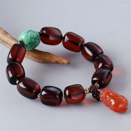 Strand Natural Blood Amber Bracelet 11 14mm Original DIY South Red Jade Simple