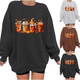 Women's Hoodies Large Halloween Sweatshirt Hoodie Fleece Crew Neck Pullover Sweater Casual Drop Shoulder Elderly Sweatsuit