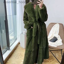 Women's Fur Faux Fur Faux Fox Fur Winter Coats for Women Fashion Belt X Long Mink Thick Warm Fluffy Fur Jacket Outwear Plus Size 5XL Fur Coat Parkas L230920