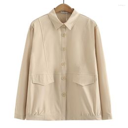 Outerwear 2023 Autumn Women Clothes Plus Size Shirt Jacket Casual Solid Color Long Sleeve Curve Coat F5 9075