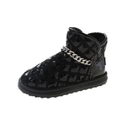 winter Women Boots Black Silver Chain Soft middle round Warm Fur Snow Boot Designer Botties casual Cotton Shoes