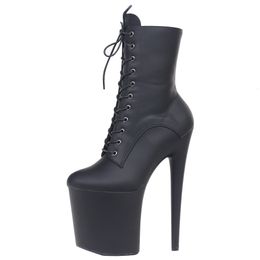 Boots JIALUOWEI INS Style 20CM Extreme High Heels Platform Boots Lace Up Sexy Pole Dancing Ankle Boots Side Zip 5-12 230920