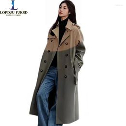 Women's Trench Coats For Women Classic Double Breasted England Style Loose Medium Length Female Clothing Tops Autumn Winter