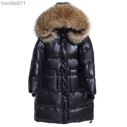 Women's Down Parkas Maomaokong 2022 Women Winter Black Loose Long Down Jacket Real Fox Fur Collar Hooded Fashion Waterproof Female Extra Large Coat L230920