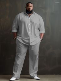 Men's Tracksuits ZOOY Solid Colour Oversized 7XL 8XL 9XL 200cm Chest 2-piece Large Long Sleeve Shirt Suit