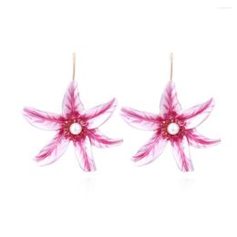 Dangle Earrings Exaggerated Alloy Painted Large Flower For Women Vintage Ldyllic Floral Statement Drop Earring Party Jewellery Wholesale