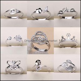 Jewelry Settings Fashion Diy Pearl Rings 925 Sliver Ring For Women 9 Styles Adjustable Size Christmas Gift Drop Delivery Dhgarden Otxgc