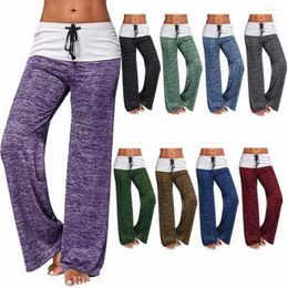 Women's Pants Loose Leggings Women 2023 Wide Leg Dancing Waist Drawstring Female Patchwork High Pant Ladies Sportwear