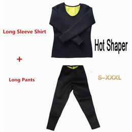 Neoprene shapers Long Sleeve TOP Legging Sweat Sauna Slimming Women Fitness tights Tanks Vest Pants2717