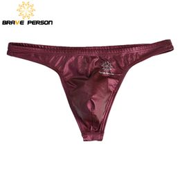 Briefs Panties 3pcslot BRAVE PERSON Men Briefs Sexy Mens Low Waist Briefs Imitation Leather Male Underpants Briefs Men Thongs Underwear 230920