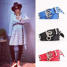 Belts 2023 Fashion Metal Grommets Design Women Gothic Punk Style Decor Waistband Durable Black Canvas Long