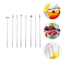 Dinnerware Sets 8 Pcs Stainless Steel Fruit Needle Decorative Picks Cocktail Sports Drink Metal Creative Sticks Appetiser Vintage