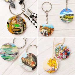 Keychains 1 Set Of 80 Pieces Blank Round Wooden Keychain DIY For Key Craft Gifts 40GB