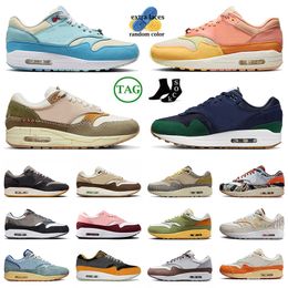 Designer 1 87 Sports Running Shoes Big Size 13 OG Big Bubble Lost Sketch Volt Clean Jade Orange Frost Crepe Soft Grey Men Women Runner Sneakers Trainers 36-47