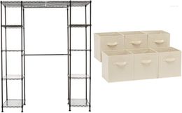 Clothing Storage Expandable Metal Hanging Organiser Wardrobe With Shelves 14"-63" X 58"-72" Bronze & Collapsible F