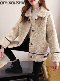 Women's Wool Blends Women's Jacket Warm Thick Winter Clothes Women Korean Fashion Harajuku Imitation Lamb Wool Coat New in Outerwear Solid Colour Top L230920