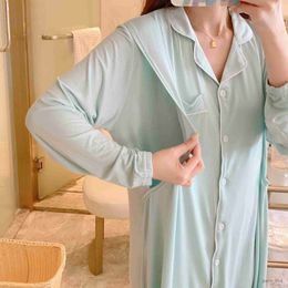 Maternity Dresses New Summer Pregnant Women's Pyjama Dress Cardigan Simple and Comfortable Long Lapel and Clothing