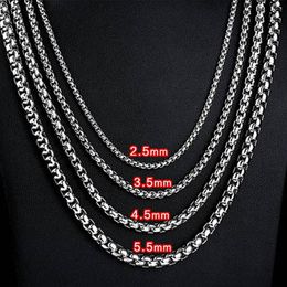 2 5mm-5 5mm Stainless Steel Necklace Rolo Cross Chain Link for Men Women 45cm-75cm Length with Velvet Bag258L