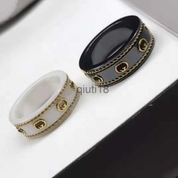 Band Rings 2021 new fashion ceramic Band Rings high quality couple ring simple wedding jewelry with box x0920