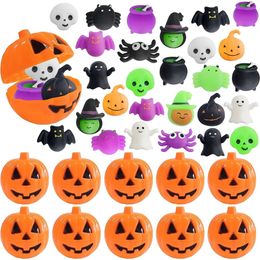 Halloween Toys Toy 30PCS for Kids Adult Bat Pumpkin Random Mini Kawaii Mochi Squishy Squeeze Party Favors with 10PCS Jars 230919