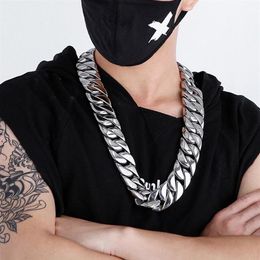 31mm Super Heavy Round Curban Curb Chain Necklace Titanium steel Hiphop Mens Women Punk Huge Thick Gold Silver 316L Stainless Stee2209