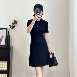 Sandro Collar A-line Dress Fit Short Sleeve Knit Mini Polo Dress for Women