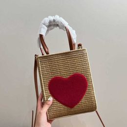 Trendy Heart Straw Tote Bag Weave Beach Bag Designer Bags Handbag Crossbody Bags Wallet Fashion Shoulder Bag Messengers Purses Letter Print Totes