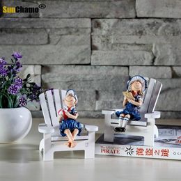 Decorative Objects Figurines Mediterranean Style Wooden Craft Decorative Beach Chair Small Ornaments Miniature Chairs Model Home Decoration Accessories 230920