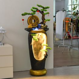 Garden Decorations Chinese-style Flowing Water Fountain Indoor Living Room Fengshui Wheel Bonsai Office Lucky Money Humidifier Ornaments