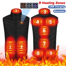 Men's Vests 9 Heated Vest Zones Electric Jackets Men Women Sportswear Coat USB Heating Male Winter Jacket For Camping 230919