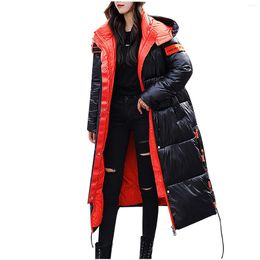 Women's Down Fashion Winter Long Glossy Over-the-knee Jackets Hooded Coat Parkas Thick Jacket Women Outwear #T2G