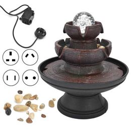 Decorative Objects Figurines LED Tabletop Water Fountain Small Rockery Desktop Ornament Home Decoration AC 220V-240V Home Decoration Accessories 230920