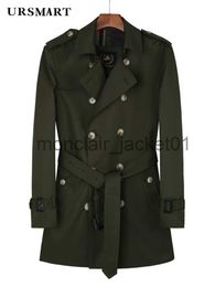Men's Trench Coats Medium long windbreaker mens military green double rainproof trench coat double British style fashion wool liner youth coat J230920