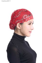 Women's Cape Womens MUslim Mini Hijab Scarf Shiny lace Inner Cap Tube Cap L230920