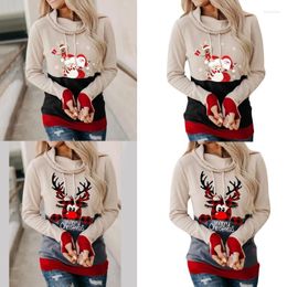 Women's Hoodies Women Christmas Hooded Sweatshirts Tops Long Sleeve Casual Drawstring Pullover Lightweight Loose