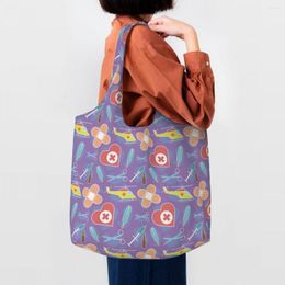 Shopping Bags Colourful Elements Bag Women Canvas Shoulder Tote Washable Health Care Nursing Grocery Shopper Handbags