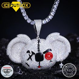 Pendant Necklaces 925 Sterling Silver Fashion Cartoon Animal Necklace With D VVS For Women Men Hip Hop Charm Jewellery 230920