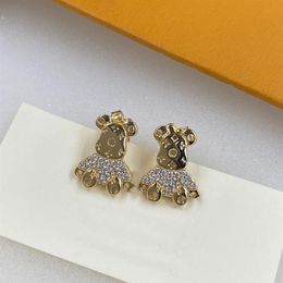 Luxury Designer Jewellery Nails Charm Diamond Women's Bear Earrings Gold Plated Copper Elegant Wing Earrings Fashion New Style246A