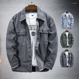 Men's Jackets TPJB Fashion Blouse Spring Autumn Long Sleeve Multi Pocket Vintage Cargo Shirt Solid Color Loose Daily Tops