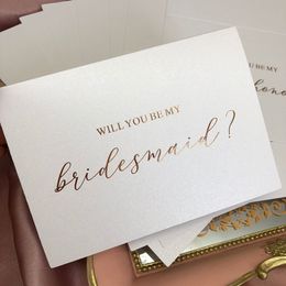 Greeting Cards Will you be my bridesmaid card maid of honour cardrose gold foil printing white pearl paper 230919