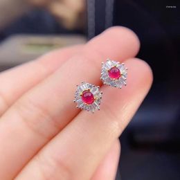 Stud Earrings Ruby Earring 925 Sterling Silver Fahshion Natural And Real Wedding Jewellery Wholesale