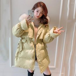 Women's Trench Coats Womens Parkas Winter Fashion Big Fur Collar Hood Hooded Jackets 2023 Lady Midi Long Coat Female Slim Clothes Jaqueta