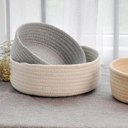 Storage Baskets Round Small Hand-woven Basket Tabletop Debris Key Cosmetics Coffee Table