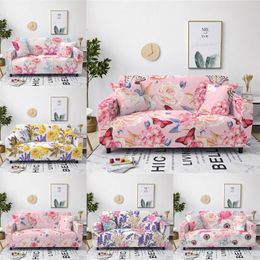 Chair Covers Rose Pattern Stretch All-Inclusive Sofa Cover Elastic Polyester Tight Wrap Cushion Home Pink Style Anti-fouling