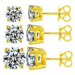 Fashion Jewellery Luxury Earrings Set Screw Back Gold Plated 925 Sterling Silver Vvs Moissanite Diamond Stud Earring for Men Women