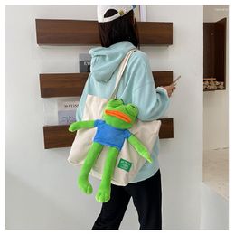 Evening Bags Women Frog Long Legs Plush Cute Funny Shoulder Bag Lady Animal Creative Cartoon Doll Canvas Handbag